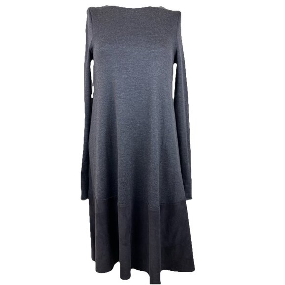 Xs Wolford Wool Faux Suede A-line Tunic Dress Gray - Picture 1 of 5